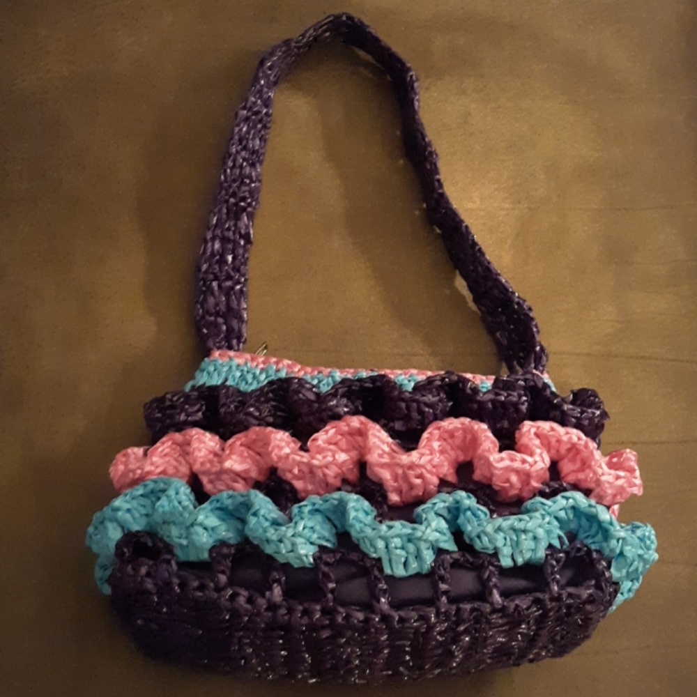 Cute girls pink purple and blue straw purse